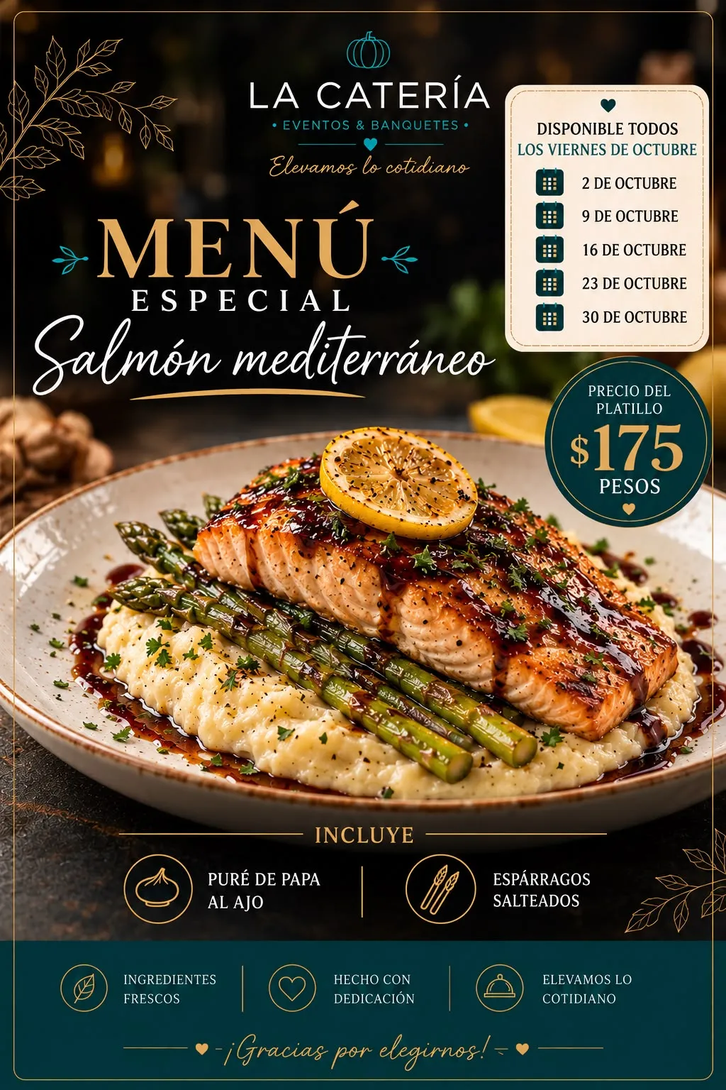 Menú especial: Salmón mediterráneo de La Catería